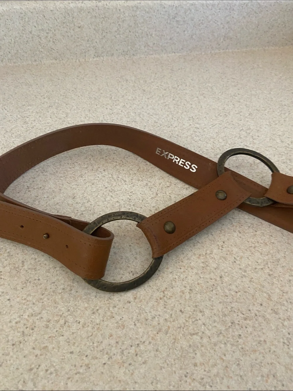 Express Genuine Leather Belt Made in Italy Brown Ring Belt M